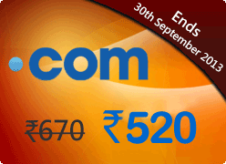 1 year .com Domain Registration and Transfer  Offer @ Rs.520/-