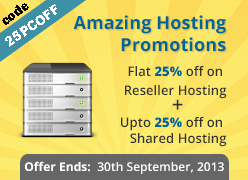 Flat 25% off on all Shared and Reseller Hostings